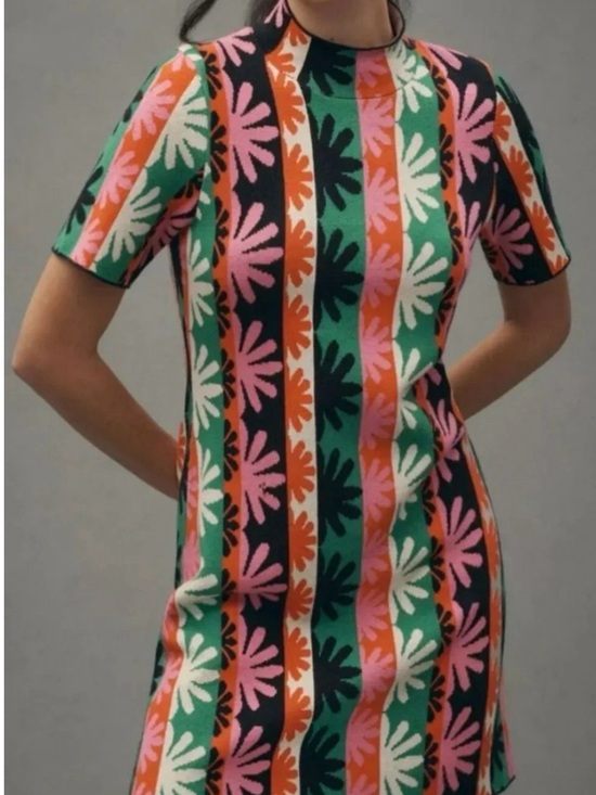 Anthropologie Dresses & Skirts - Anthropologie Multicolor Floral Stripe Knit Dress